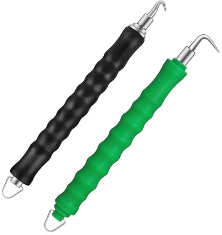 DEDC 2 Pcs Fil Twister Crochet pour Barres d'Armature, Béton en Métal Torsions Clôture Cerclage Outils pour Réduire la Fatigue des Mains (Courbe et Droit)