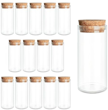 15-Pack 1.01 oz (30 ml) Glass Bottles & Test Tubes with Cork Stoppers – for Spell Jars, Spice Storage, DIY Favors, Travel Memories, Plant Propagation – Empty Recyclable Containers for Crafts, Kitchen
