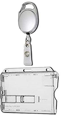 1x STAHLSEIL Ausweisset - Ausweisjojo Jojo Zipper oval + Kartenhülle mit Ausschieber - Kartenhalter Ausweis Hülle horizontal Schutzhülle Namensschild Ausweishalter Kunststoff