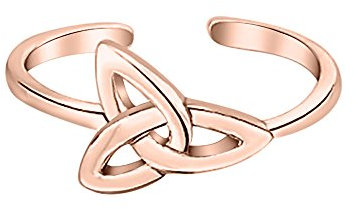 Marlogendo Wunderschöner Triquetra keltischer Knoten Midi-Ring für Damen, 14 Karat Rotgold vergoldet, 925 Sterlingsilber, verstellbarer Zehenring