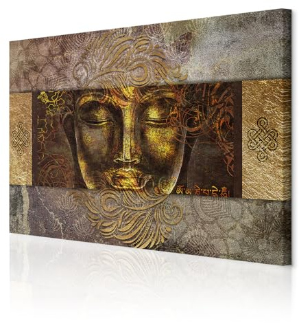 decomonkey Bilder Buddha 120x80 cm 1 Teilig Leinwandbilder Wandbild Zen | Strukturleinwand, Holzkeilrahmen, Bild auf Leinwand, Kunstdruck, Wanddeko, Wohnzimmer, Wanddekoration, Orient, Abstrakt