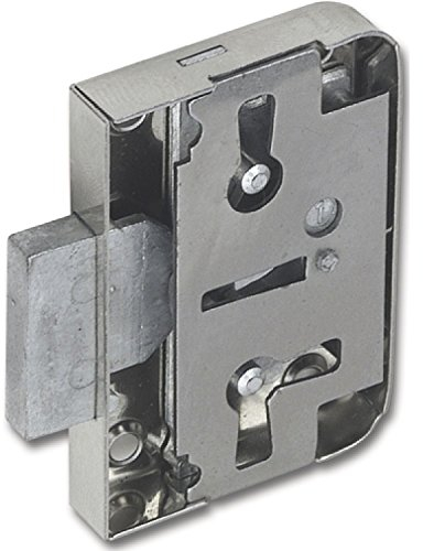 Möbelschloss mit Euroschlüssel , Dornmaß 25 mm , Stahl vernickelt , inkl. Schlüssel, Schließblech und Schrauben, Silber