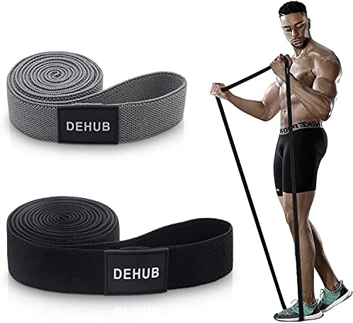 Sport Gummiband Fitness,DEHUB Fitness Gymnastikband Gummibänder Fitnessbänder für Krafttraining,Bodybuilding,Yoga (Schwarz＆grau,2 Pack)