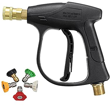 Manico per pistola ad alta pressione con 5 punte per ugello dell'acqua, 4000 PSI, nero, pistola a spruzzo corta M22, filettatura metrica M22, tubo di montaggio da 14 mm (5 punte)