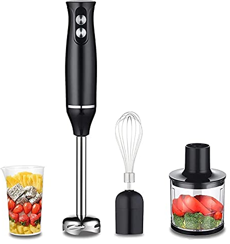 4 in 1 Electric Blender, Stainless Steel Stick Hand Blender Mixer 2-Speeds Immersion Blender Egg Whisk Vegetable Meat Grinder Potato Mashers, 500W