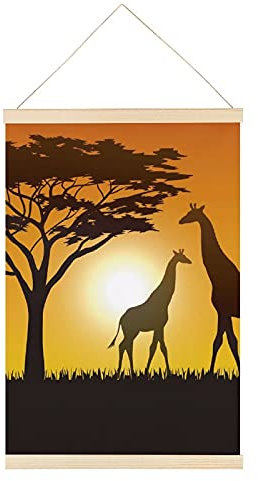 Magnetischer Posterrahmen Giraffe Bei Sonnenuntergang Posterschiene Holz Posterleisten Drucken Posterhänger Bilderleiste 40x60cm