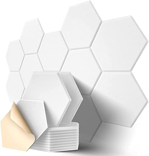 Hexagon Akustikplatten Selbstklebend, 12 Stück Hohe Dichte Schallabsorber für Decken-/Tür-/Wanddekoration und Akustische Behandlung, Studio/home/Gaming Deko (30x26x0.9cm)