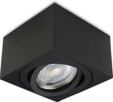 LongLife LED Flacher Aufbaustrahler schwarz eckig schwenkbar Deckenleuchte - LED Leuchtmittel: 5W Warmweiß 230V dimmbar Wohnzimmerstrahler Büroleuchte Flurleuchte Innenbeleuchtung