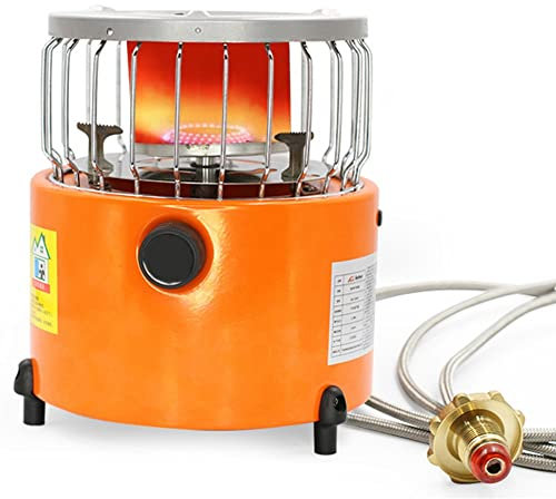 YKYR 2 in 1 Stufa da Campeggio E Stufa A Gas, Portatile Stufetta A Gas per Esterni, 1.3kw Ornello da Campeggio in Acciaio Inox, per Pesca Passeggiate (Color : Orange, Size : Heating Stove+Pipe)