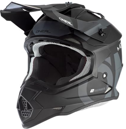 O'NEAL | Casco de Motocross | MX | Carcasa ABS, Norma de Seguridad ECE 22.06, Aberturas de ventilación para una óptima refrigeración | Casco 2SRS Slick V.23 | Adulto | Negro Gris | Talla S (55/56 cm)