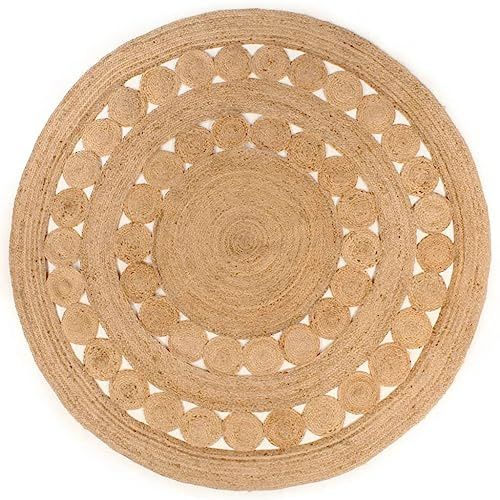 vidaXL Teppich Geflochten Jute Handgefertigt Wohnzimmerteppich Juteteppich Handwebteppich Bodenmatte Schlafzimmer Wohnzimmer Flur 210cm Rund