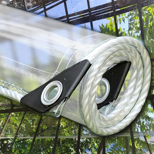 Telone Impermeabile Trasparente Estern Telo con occhielli, 0,35 MM Teloni Pieghevoli Tende Antipioggia Balcone,per Giardino, Piscina, Auto, mobili antipolvere（1.3m*1.4m）