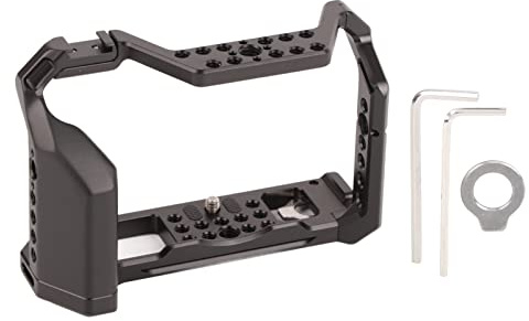 VBESTLIFE Gabbia per Fotocamera per Fuji XT4, Stabilizzatore per Videocamera Vlogging in Lega di Alluminio con Pattino Freddo, Foro per Vite da 1/4 e 3/8