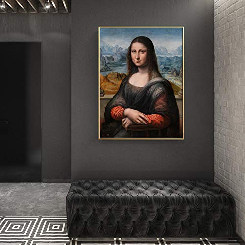 HOLEILUCK Berühmte Gemälde Mona Lisa Poster und Drucke Wandkunst Leinwand Gemälde Porträtbilder für Wohnzimmer Dekor Kein Rahmen 30 x 55 cm/12 x 22 Zoll Ungerahmt