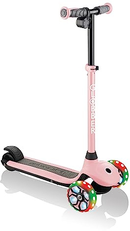 Globber E Motion 4 Plus - 3 Wheel Electric kids Scooter - from 6 Years Plus - Dual Braking System - 2 Year Warranty (Pastel Pink)