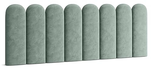 Muralo Panel Acolchado Ovalado para Pared, Cojín de Pared, Dormitorio, Salón, Cama, Cojín Lumbar, Moderno, de Lujo, (Menta, 30 cm x 80 cm)