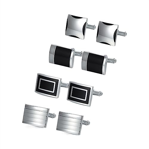 Krawattenklammern for Männer, personalisierte Krawattenklammer, 4 Paar Manschettenknöpfe, Herren-Hemd-Manschettenknöpfe, Hochzeitsgäste, Ehemann, Schmuck, Business-Krawattenklammer ( Color : 01-1SIZE