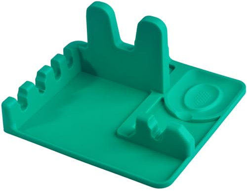 Cozihom Silicone Spoon Rest and Pot Lid Holder Stand for Kitchen Counter Top, Ladle/Spatula/Spoon/Tongs Holder, Food Grade Silicone, Heat Resistant, Anti-Slip BPA-Free, Green