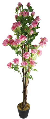 Leaf Design UK Realistischer künstlicher Blütenbaum, 150 cm, rosa Rose