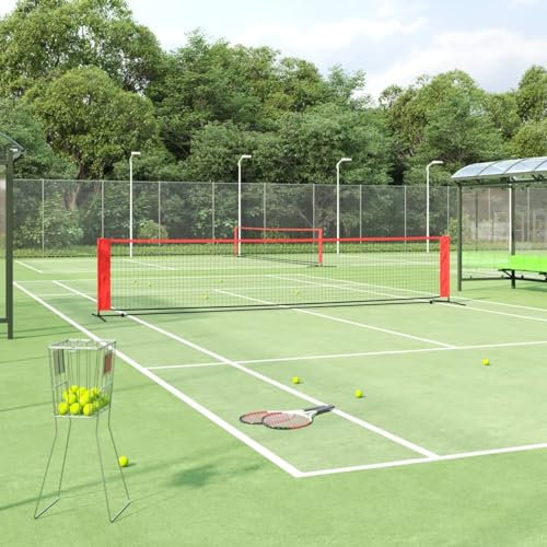 Homgoday Tennisnetz, Schwarz und Rot, 500 x 100 x 87 cm, Polyester, für Kinder und Erwachsene, tragbar und faltbar, für Badminton, Volleyball, Tennis, Pickleballnetz