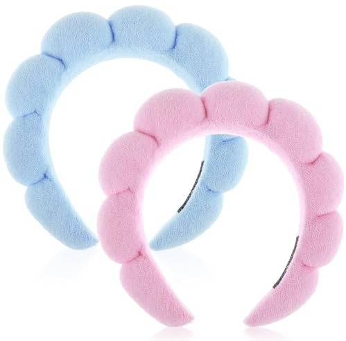 2 Fasce Per Capelli Da Donna In Spugna Con Bolle Per Lavare Il Viso Per La Cura Della Pelle Per La Rimozione Del Trucco Fasce In Spugna Per Doccia Gonfie Accessori Per La Cura Della