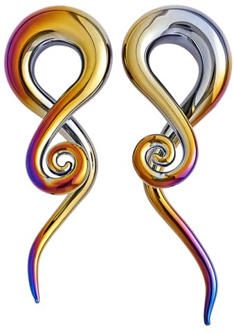 Longbeauty 1 Paar Glas Spirale Tapers Dehnschnecke Ohrdehner Ohrstecker Expander Ohr Piercing Schmuck, Stil B, Bunt & Lila, 10MM