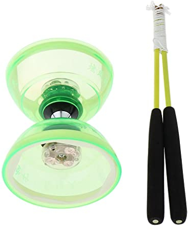 predolo Hochwertiges Diabolo mit dreifacher Lagerung und LED-Lichtern, Grün