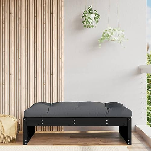 LAPOOH Gartenhocker Schwarz 120x80 cm Massivholz Kiefer, Balkon Hocker, Fusshocker Garten, Hocker Garten, Fußhocker Für Sessel, Gartenmöbel Hocker 825769