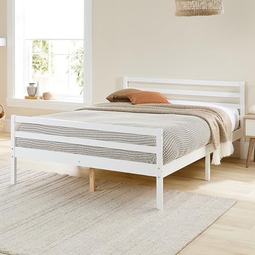 Aspire Beds Alpine Solid Wood Bed Frame, White Painted Finish, Small Double (120 x 190 cm)