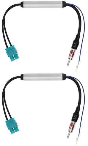 Alnicov 2 amplificadores de señal de Antena de Radio de Coche, Adaptador Dual Fakra a DIN, Compatible con Receptor de Unidad Principal estéreo de Radio de Coche