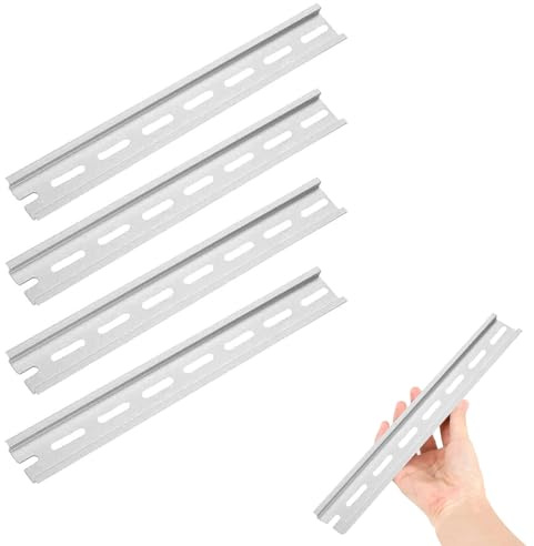 DIN Schiene, 4 Stück Hutschienen, Aluminium Schiene Für Verteilerschrank Schaltschrank Einbau Metall DIN Schienenmontage (3,5 cm Breit, 20 cm Lang, 0,75 cm Hoch)