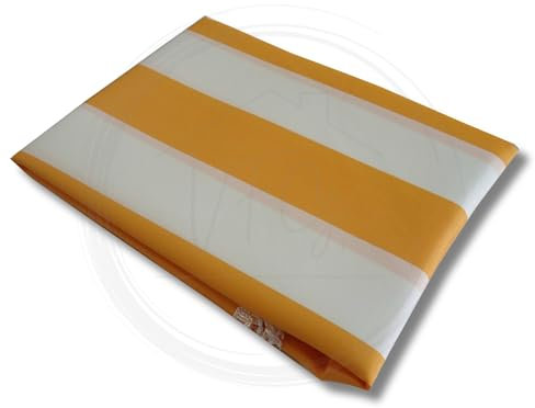 Toldo a rayas para exterior, balcón, terraza, porche, cenador con anillas y ganchos para aplicación, resistente y lavable, 100 % poliéster duradero, color a rayas (amarillo / blanco, 145 x 250 cm)