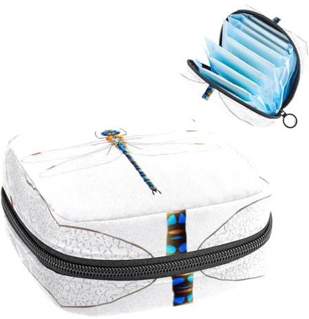 Damenbinden-Aufbewahrungsbeutel für Damen, große Kapazität, Menstruationspad-Tasche, bunte Libelle, Menstruationstasche, Tampon-Sammeltasche, Geldbörse