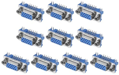 QUARKZMAN 10 Stück D-SUB Serial Adapter, VGA15 Adapter Buchse 15-poliger Breakout Connector Buchse Anschlussdose für Mechanische Ausrüstung CNC-Computer, Blau
