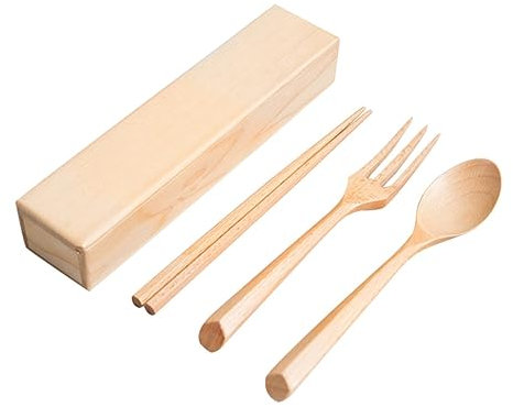 MAGICLULU Baguettes Cuillère Et Fourchette De Style Japonais Avec Étui Service De Table Portable
