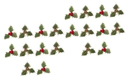 PRETYZOOM 20 STK Weihnachtsbeerenblattzubehör Stechpalme Beerenstiele Weihnachtsbeeren Basteln Weihnachtsrote Beerenstiele Grün Für Weihnachten Weihnachtliche Dekorative Patches Green