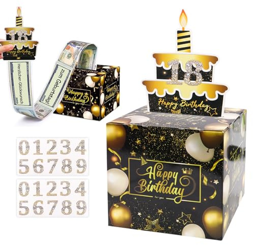 WEDAMOO Geldgeschenke Geburtstag Überraschungsbox,DIY Geldgeschenke Überraschungsbox,Happy Birthday Geschenkbox,Geldgeschenk Happy Birthday Tortendeko,Geld Rolle Überraschungsbox für Familie,Freunde