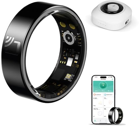 HPLSZCN NFC Smart Ring for Men & Women – Health & Sleep Tracker, 24/7 Heart Rate Monitor, IP68 Swimproof Fitness Ring, Compatible with iPhone/Android (No Subscription) (10# 19.8mm)