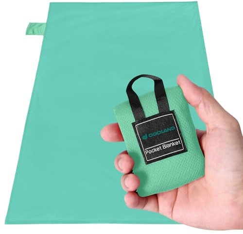 Odoland Stuoia della spiaggia, coperta nana della spiaggia, a prova di spruzzi, stuoia di picnic a prova di sabbia, 70 * 110cm, portatile leggera per il campeggio, picnic, verde chiaro