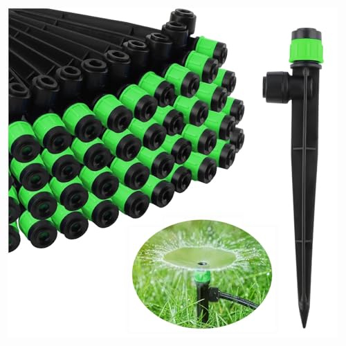 Kalolary Gocciolatore per Sistema di Irrigazione a Goccia, Regolabili Flusso di Irrigazione Gocciolatori, Irrigazione Gocciolatori Regolabili a 360 Gradi, per Tubo 4mm/7mm (50, Verde-Vortice)