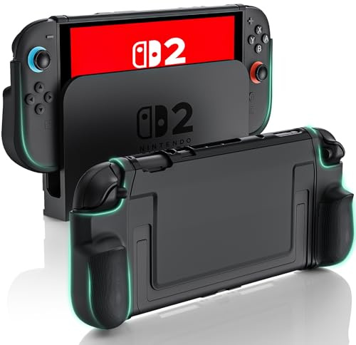 BHGift Grip Case for Switch 2 2025, Dockable Case, Black | Handheld Case made in TPU and PC, Ultra Slim Protective Case for Switch 2 with Scratch Resistance