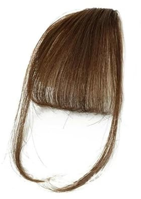 YANG11FAN Clip in Pony Echthaar-Pony, natürlicher Bang-Haarclip, Pony, Fransen mit Schläfen, Haarteil for Frauen, Clip-on-Air-Bang, 11,4 cm Clip in Bangs(Bruin)