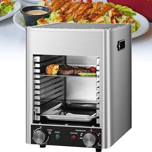 RoyceBee Parrilla EléCtrica Profesional para Carne de 1472 ℉, Parrilla PortáTil para Carne de CoccióN RáPida de 10 Capas | con Temporizador de 10 Minutos, para Carne, Mariscos, Verduras y MáS