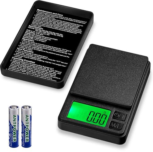 Zeawavsl Feinwaage 1000g/0.01g, Multifunktions Taschenwaage Gramm Waage, Präzisions Küchenwaage, Taschenwaage mit Lcd Display, 7 Einheiten, für Lebensmittel, Schmuck, Medizin, Kaffee, Labor