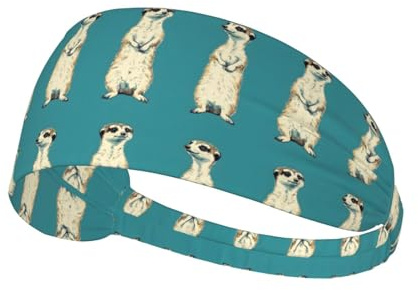 Bandas de entrenamiento para mujer – Patrón suricata de pie impreso – Diadema elástica para mujer – Diadema antisudor para deportes, correr, atletismo, gimnasio, yoga,