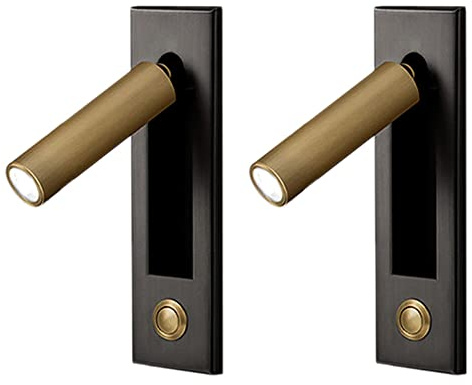 2 luci da lettura da incasso per testiera del letto, lampada da parete regolabile con interruttore a pressione, perfetta per soggiorno e camera da letto, design salvaspazio moderno