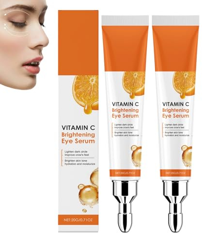 Sérum contour des yeux à la vitamine C, crème contour des yeux anti-cernes et anti-poches, anti-rides et anti-âge, éclaircissante, raffermissante et réparatrice pour le contour des yeux (2pcs)
