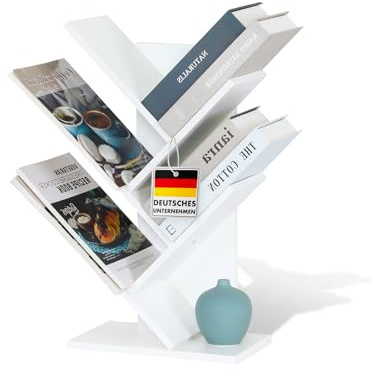Floordirekt Bücherregal, Regal weiß mit 5 Fächern, 17,2T x 30B x 51H cm, Standregal für Kinderzimmer, Wohnzimmer, Büro und Schlafzimmer (Louisiana)