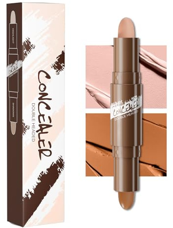 Cream Contour Stick & Blush Stick Duo - 2 in 1 Cream Bronzer and Blush Stick, Creamy Contour Stick for Face, Buildable & Blendable, Long-Lasting Vegan Makeup (pink＋coffee)
