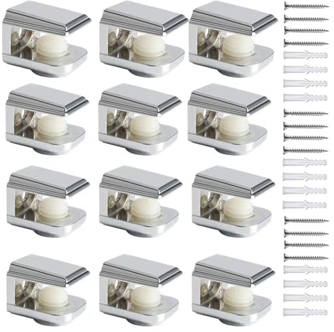 10Pcs Adjustable Glass Shelf Brackets | Chrome Wall Mounted Metal Glass Clamp Supports,Glass Shelf Clamp Bracket for Kitchen,Bathroom